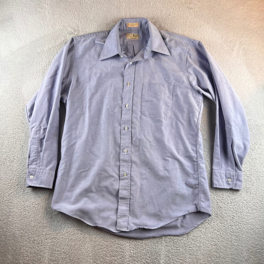 Vintage LL Bean Mens Blue Oxford Button Down Shirt Made in USA 16-33 Large